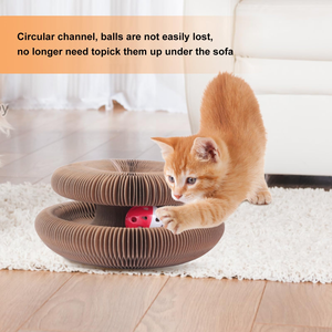 Griffoir interactif pliable pour chat à bas prix, en carton ondulé, type orgue magique, avec clochette et accessoires, directement de l'usine - Product Image 4