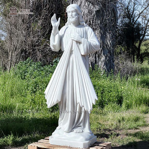 Estatua DE LA Divina Misericordia de Jesús con Rayos Radiantes de Luz Mármol Blanco Estilo Europeo para <span class=keywords><strong>Iglesia</strong></span> o Jardín - Product Image 5