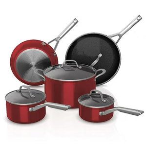 Juego de Ollas de Cerámica Antiadherente de 8 Piezas con Tapas de Vidrio y Asas de Acero Inoxidable, en Oferta - Product Image 1