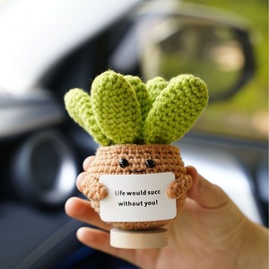 Handmade Crochet Đan Hoa Cây Xương Rồng Chậu Cây Mini Dễ Thương Cảm Xúc Mọng Nước Đồ Trang Trí Búp Bê May Dệt Đồ Chơi - Product Image 4