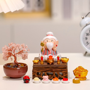ชุดเครื่องประดับเรซิ่นรูปเทพเจ้าแห่งความมั่งคั่งน่ารัก หลายชิ้น ตกแต่งโต๊ะทำงานตามหลักฮวงจุ้ย ของขวัญปีใหม่จีน อุปกรณ์สำนักงาน - Product Image 4