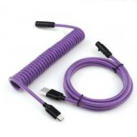 Câble USB Type-C Mini XLR coloré enroulé avec blindage tressé, construction en métal et nylon pour clavier et chargement d'ordinateur