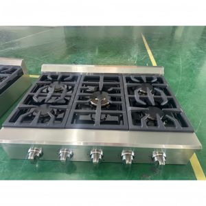 36 pouces. Table de cuisson à gaz à convection avec 5 brûleurs et relumière automatique, 5 boutons en alliage de zinc et grilles en fonte pour usage domestique - Product Image 1