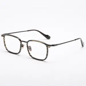 Klassischer Titan-Brillenrahmen mit künstlerischem Design handgefertigte Acetatbrillen für Herren und Damen