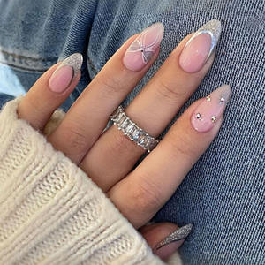 Vente en gros de <span class=keywords><strong>faux</strong></span> <span class=keywords><strong>ongles</strong></span> en gel à presser de haute qualité, technologie Saibo, 3D, effet perle, réutilisables, formes cercueil, amande, carrée, avec paillettes et <span class=keywords><strong>colle</strong></span> - Product Image 3