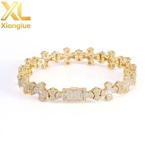 Luxury 12mm <b>Copper</b> Alloy Bangle for Unisex Full Cubic Zircon <b>Bracelet</b> Cross Design Iced Out Jewelry - Product Image 5