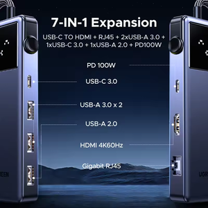 UGREEN Uno 7 in 1 USB HUB Type C เป็น HDMI 2.0 4K60Hz USB3.0 5Gbps RJ45 1000Mbps แท่นวางอุปกรณ์เสริมสำหรับ MacBook และแล็ปท็อป - Product Image 2