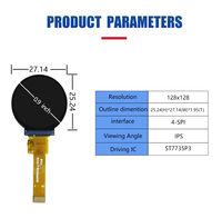 Modul Layar LCD TFT Bulat 0,9 Inci untuk Elektronik Konsumen, Resolusi 128x128