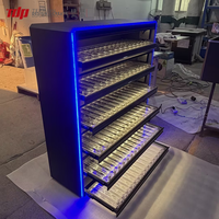 TERMEIN Vitrine à cigarettes en métal verrouillable avec éclairage LED et étagères à ressort en acrylique