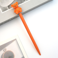 Stylo bille fantaisie avec tête d'ours à suspendre, corps métallique brillant, logo personnalisé, cadeau d'anniversaire pour enfants, boutique