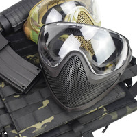 Masque de protection tactique en maille d'acier amélioré pour pilote, double mode, équipement tactique CS, masque de protection extérieur pour le terrain