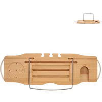 Étagère de douche coulissante pliable en bambou et ABS avec barre de tension, organisateur de salle de bain avec compartiments en métal