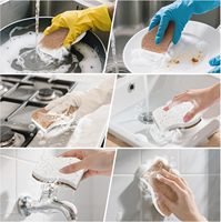 Kit de Esponjas de Limpieza Resistentes a los Arañazos, Esponjas de Celulosa Natural para Utensilios de Cocina Antiadherentes, Forma Rectangular