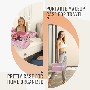 Large <b>Makeup</b> <b>Case</b> Professional Cosmetic Train <b>Case</b> Travel Cosmetic Box Organizer with 6 Trays Hard Beauty Storage Box - Product Image 4