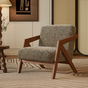 Divano singolo Richard francese stile metà del secolo <span class=keywords><strong>soggiorno</strong></span> balcone sedia per il tempo libero in legno massello design divano sedia singola - Product Image 1