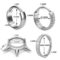Pendientes de Titanio G23 de Moda, Anillos Articulados de 1.2mm para Piercing de Cartílago con Circonitas Pavé, Joyería para Lóbulo