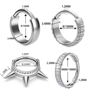Pendientes de Titanio G23 de Moda, Anillos Articulados de 1.2mm para Piercing de Cartílago con Circonitas Pavé, Joyería para Lóbulo - Product Image 2