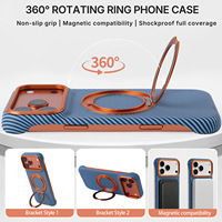 Pour iPhone 18 17 16 15 14 Pro Max 360 °   Étui de téléphone rotatif en similicuir texturé fibre de carbone