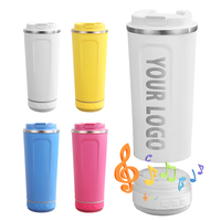 Tasse à café réutilisable en acier inoxydable de 500ml 17oz avec logo personnalisé, tasse de voyage isolée à double paroi, gobelet pour haut-parleur musical