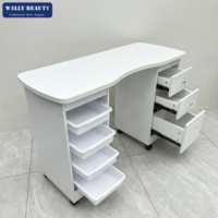 Table de manucure mobile et peu encombrante avec plateau amovible et tiroirs multiples, mobilier de salon de manucure blanc