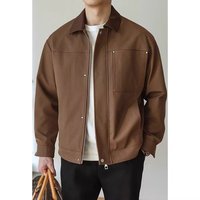 Veste décontractée pour homme style workwear rétro à revers contrastant pour l'automne