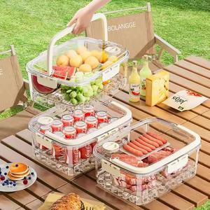 Factory New Portable Plastic Storage Container Handle Lids Household Fruit Vegetable Food Sealed Fresh <b>Bin</b> Storage Boxes <b>Bins</b> - Product Image 2