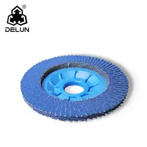 DELUN Cina Pemasok Harga Kompetitif 115Mm Tipe 27 29 Berlian Zirkonia Mengasah Grit Flap Disc untuk Memoles Logam