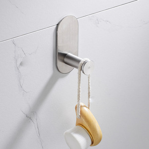 Crochet mural Saint Ruijia en acier inoxydable 304, design moderne et minimaliste, patère simple sans perçage pour salle de bain - Product Image 2