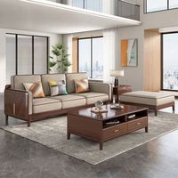 Nouveau canapé en bois massif de style chinois, meubles en noyer, coin de salon pour petite famille, combinaison moderne et simple en bois