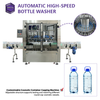 Machine de rinçage et de nettoyage de bouteilles rotative entièrement automatique en acier inoxydable, haute vitesse, pour shampoing, huile, vernis à ongles, contrôle PLC