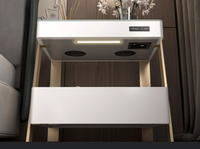 Bureau multifonctionnel en tôle blanche, polyvalent, pour la maison, table de chevet avec chargeur de téléphone