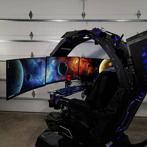 Cockpit PC inclinable à gravité zéro R1 Imperator, Ingrem Predator, Cluvens pour 3 écrans avec massage. Éclairage LED RGB - Product Image 5