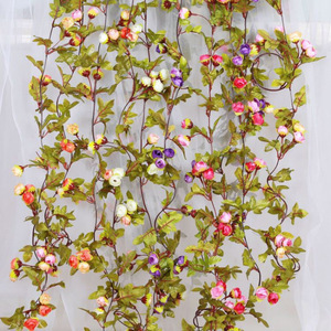 Guirlandes de roses artificielles Hanxi 200 cm, fleurs en soie multicolores, décoration murale pour mariage - Product Image 1