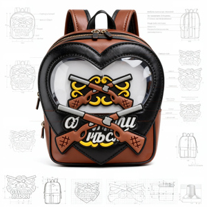 Vintage Hunter Goth Ita Sırt Çantası Kalp Şeklinde Şeffaf Ekran Çantası Çapraz Av Tüfeği İşlemeli Y2K Mini Çanta - Product Image 1
