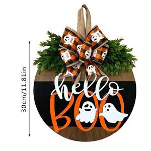 Decoración de Halloween de madera: Placa decorativa de pared con calavera blanca y fantasma para puerta, ideal para fiestas. - Product Image 2