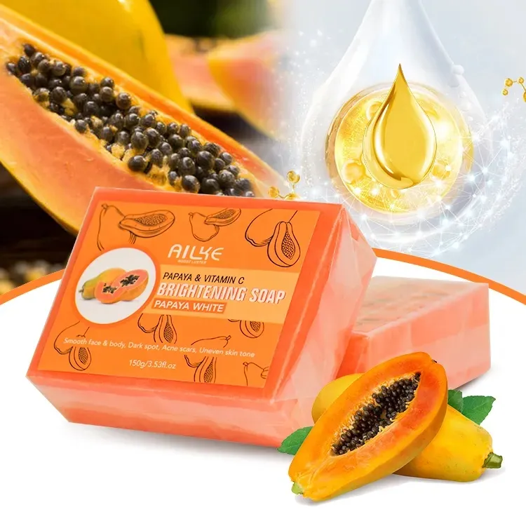 Etichetta privata a basso prezzo Moq schiarente organico sbiancamento della pelle del viso sbiancamento del viso bagno corpo sapone di papaia per l'acne