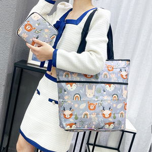 Bolsa de compras plegable con estampado de flamencos, bolso de mano portátil de gran capacidad, bolsa de supermercado ecológica de tela Oxford, bolso de mano para mujer - Product Image 4