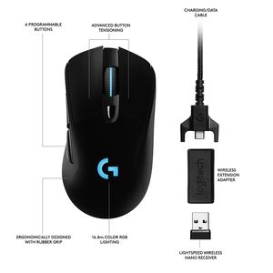 Pour <span class=keywords><strong>Logitech</strong></span> <span class=keywords><strong>G703</strong></span> 2.4GHz souris de jeu ergonomique sans fil pour ordinateur portable 6 boutons programmables Interface USB - Product Image 5
