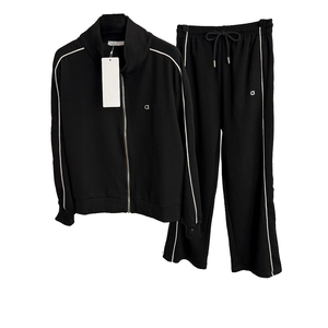 Conjunto Deportivo Casual para Mujer, Chaqueta de Manga Larga con Cierre y Cuello Alto, Pantalones Largos con Cintura Elástica y Logotipo Simple - Product Image 4