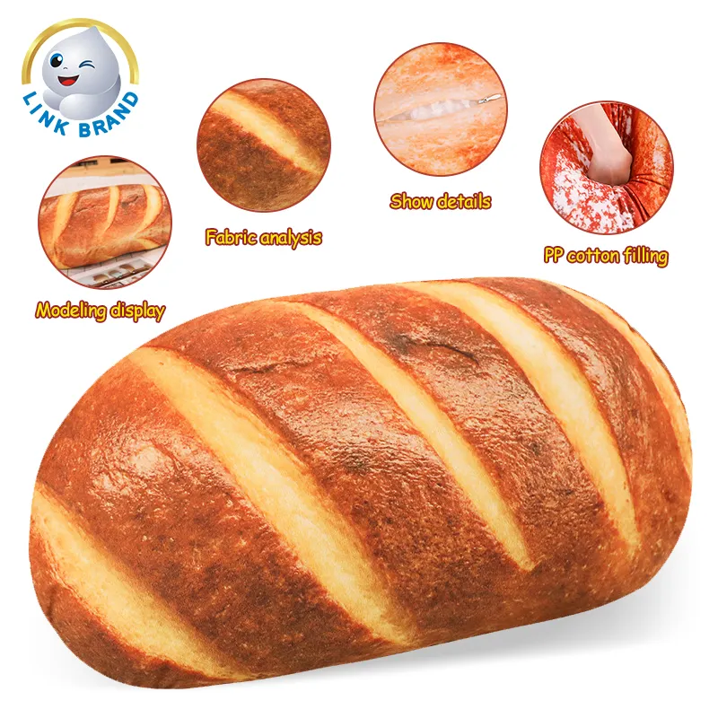 3D Simulation Bread Shape Pillow Soft Lumbar Back Cushion Funny Food Pillows for Home Decor