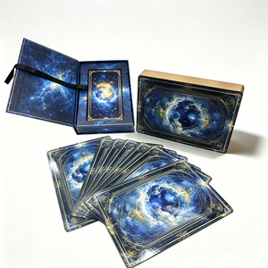 <span class=keywords><strong>Cartes</strong></span> de tarot personnalisées en gros, design nébuleuse étoilée, jeu de <span class=keywords><strong>cartes</strong></span> oracle céleste avec bords dorés <span class=keywords><strong>et</strong></span> boîte à couvercle rabattable - Product Image 1