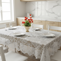 Nappe carrée jetable en dentelle blanche au crochet de style moderne pour mariages, réceptions et baby showers