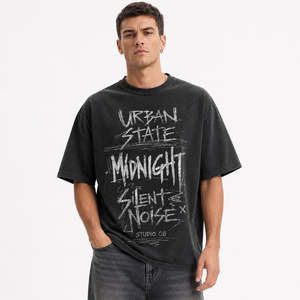 Camiseta Personalizada de Fábrica, 300GSM, Algodón Grueso, Lavado Desgastado, Hombros Caídos, Corte Cuadrado, Camiseta Gráfica para Hombre - Product Image 3