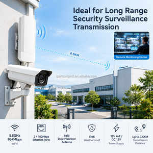 Pont sans fil extérieur 802.11AC 5,8 GHz Wi-Fi 5 867 Mbps avec antenne à gain élevé 8 dBi et double port RJ45 10/100 Mbps, portée jusqu'à 0,5 km - Product Image 5