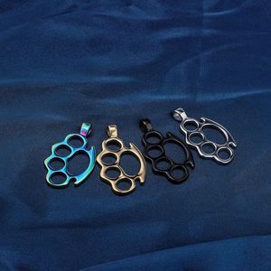 Ciondolo a Forma di Nocche in Acciaio Inossidabile alla Moda, Placcato Oro/Nero/Multicolore, Collana con Ciondolo a Forma di Nocche per Biker - Product Image 3