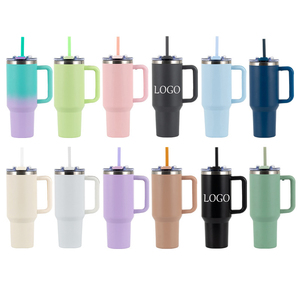 40oz Custom Logo Engraved Stainless Steel Insulated Tumbler <b>with</b> Handle & <b>Straw</b> Lid - Product Image 1