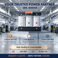 Transformateur de puissance à basse fréquence triphasé à noyau torique de type sec, auto-transformateur 4000VA personnalisé 220V/480V avec redresseur intégré pour
