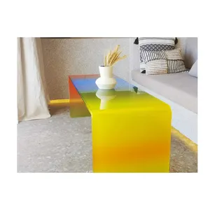 KHÁCH SẠN Hiện Đại Bắc Âu Sang Trọng Hàng Đầu Glass Tea Bảng Rõ Ràng Tint Tempered Cong Glass Bảng Chất Lượng Cao Bent Glass Bàn Cà Phê Đen