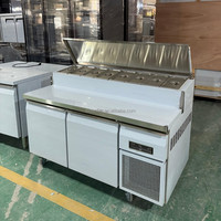 Table de préparation réfrigérée en acier inoxydable pour pizzas et sandwichs, comptoir de bar à salades avec bac GN pour cuisine de restaurant