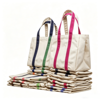 Bolsa de Compras de Lona Reutilizable Plegable con Logotipo Personalizado, Asa de Tela Multicolor Ligera para Actividades de Supermercado